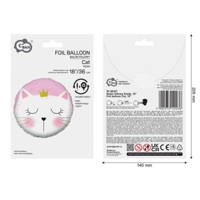 Kruh s kočičí princeznou 36cm/18" fóliový balónek - 98224.jpg