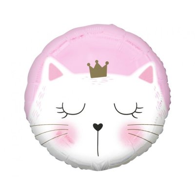 Kruh s kočičí princeznou 36cm/18" fóliový balónek