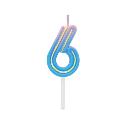 Svíčka dortová "6" NEON barevná, 4,4cm