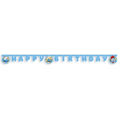 Baner závěsný EKO Šmoulové "Happy Birthday", 2m