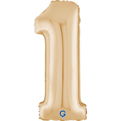 Číslice "1" světle zlatá (66cm/26") fóliový balónek