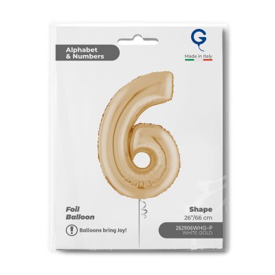 Číslice "6" světle zlatá (66cm/26") fóliový balónek - 262906whg-p-b.jpg