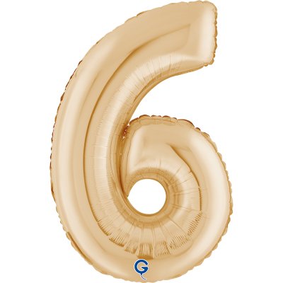 Číslice "6" světle zlatá (66cm/26") fóliový balónek