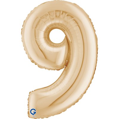 Číslice "9" světle zlatá (66cm/26") fóliový balónek