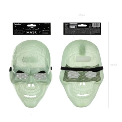 Maska Lebka svítící ve tmě, 17x27cm - Screenshot 2026-08-25 at 13-15-22 Glow in the dark Skull mask 17x27cm mix - Designer decorations and ideas for every party! - PartyDeco.png