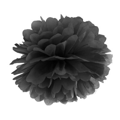 Pom pom dekorační papírový - černý, 25cm