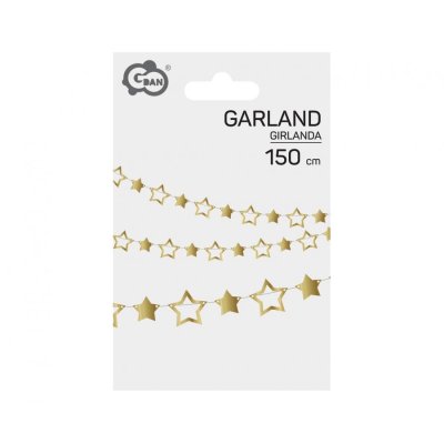 Girlanda papírová "hvězdy" zlatá, 150cm - 105681.jpg