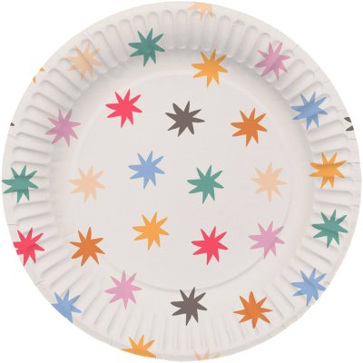 Talíře papírové FSC "Barevné hvězdy" 23cm, 8ks
