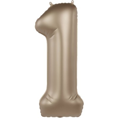 Číslice "1" satin zlatá 86cm fóliový balónek
