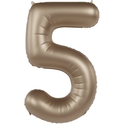 Číslice "5" satin zlatá 86cm fóliový balónek