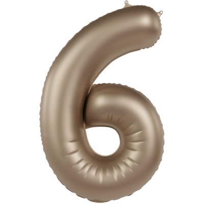 Číslice "6" satin zlatá 86cm fóliový balónek