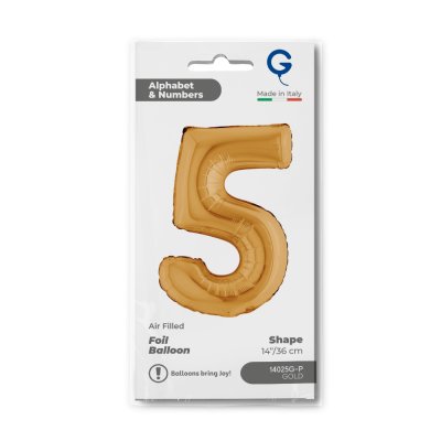 ČÍSLICE ZLATÁ MINI 5 (36cm,14") fóliový balónek nafukovací - 14025g-p-b.jpg