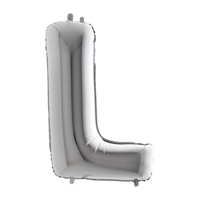 PÍSMENO STŘÍBRNÉ L (102cm,40") fóliový balónek nafukovací