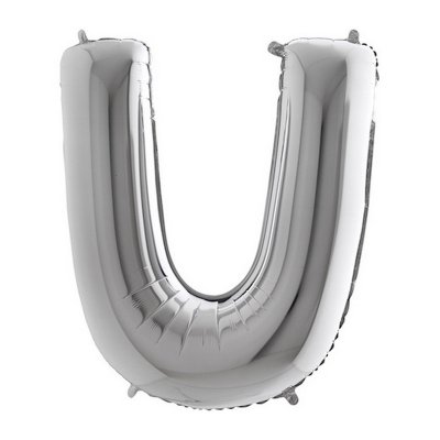 PÍSMENO STŘÍBRNÉ U (102cm,40") fóliový balónek nafukovací