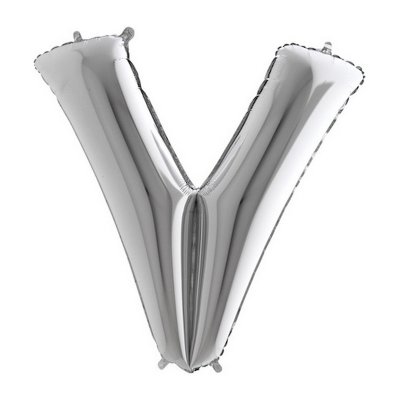PÍSMENO STŘÍBRNÉ V (102cm,40") fóliový balónek nafukovací