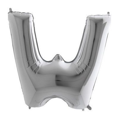 PÍSMENO STŘÍBRNÉ W (102cm,40") fóliový balónek nafukovací
