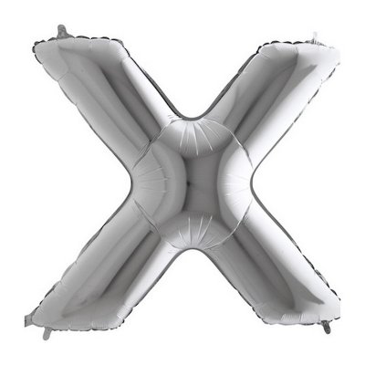 PÍSMENO STŘÍBRNÉ X (102cm,40") fóliový balónek nafukovací