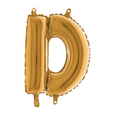 PÍSMENO ZLATÉ MINI D (35cm,14") fóliový balónek nafukovací