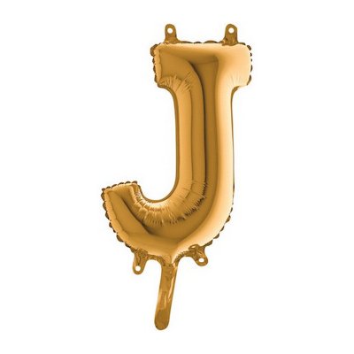 PÍSMENO ZLATÉ MINI J (35cm,14") fóliový balónek nafukovací