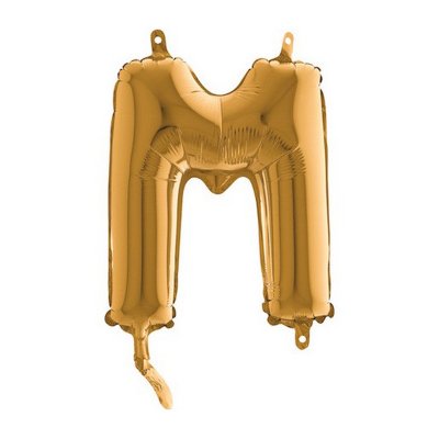 PÍSMENO ZLATÉ MINI M (35cm,14") fóliový balónek nafukovací