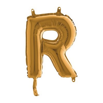 PÍSMENO ZLATÉ MINI R (35cm,14") fóliový balónek nafukovací
