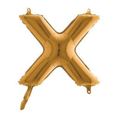 PÍSMENO ZLATÉ MINI X (35cm,14") fóliový balónek nafukovací