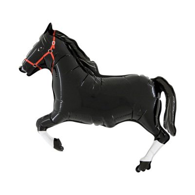 MINI Dostihový kůň - černý 14"/35cm fóliový balónek nafukovací