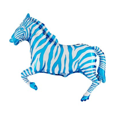 MINI Zebra modrá 14"/35cm fóliový balónek nafukovací