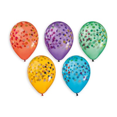 Balónek pastel 33 cm konfety krystalové potisk (50ks/bal)