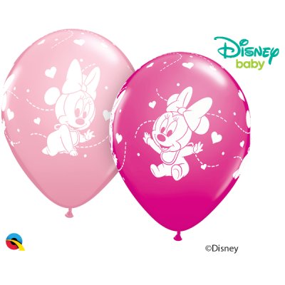 Potisk MINNIE MOUSE BABY HEARTS 11"/28cm Qualatex Balónek (25ks v balení)