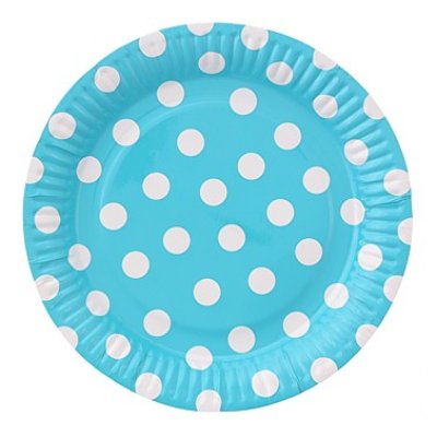 Talířky papírové ,,puntík" modré 23cm, 6ks