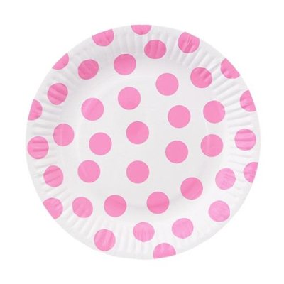 Talířky papírové ,,puntík" růžové 18cm, 6ks