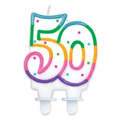 Svíčka dortová číslo 50 s puntíky  8cm