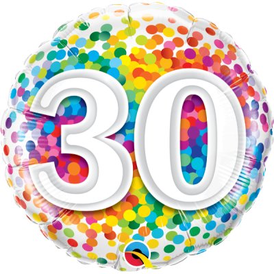 Kruh - Barevné konfety 30 18"/45cm fóliový balónek