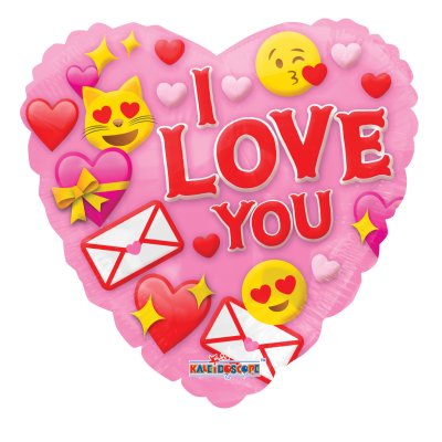 Srdce - Usměvavé ILY 18"/46cm fóliový balónek
