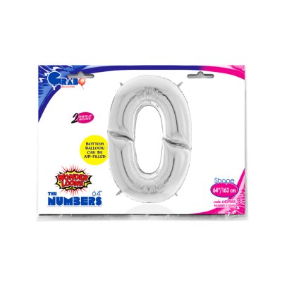 ČÍSLICE STŘÍBRNÁ 0 (163cm,64") fóliový balónek nafukovací - 640900S-P-Packaged.jpg