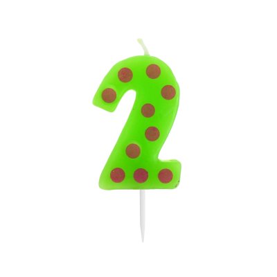 Svíčka dortová TEČKY "2" 6cm,