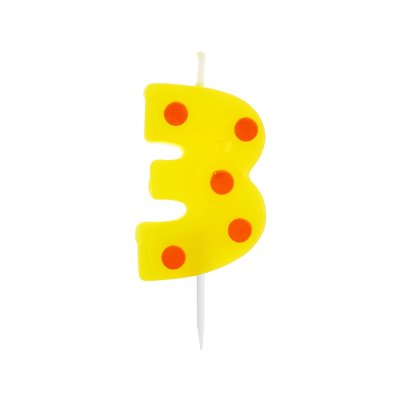 Svíčka dortová TEČKY "3" 6cm,