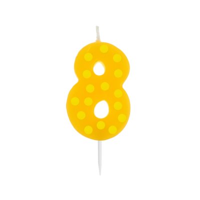 Svíčka dortová TEČKY "8" 6cm,