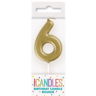 Svíčka dortová číslo 6 malá zlatá - 19956.jpg