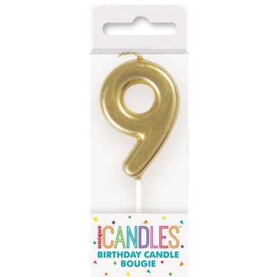 Svíčka dortová číslo 9 malá zlatá - 19959.jpg
