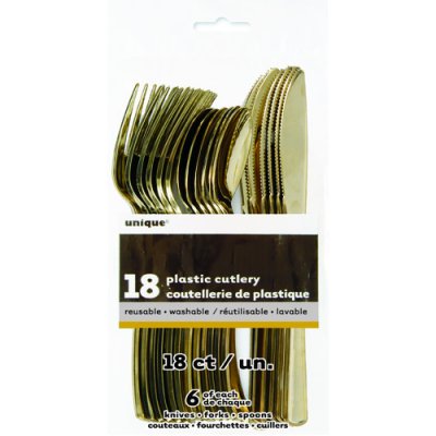 Příbory plastové - zlaté, 18ks - 30261.jpg