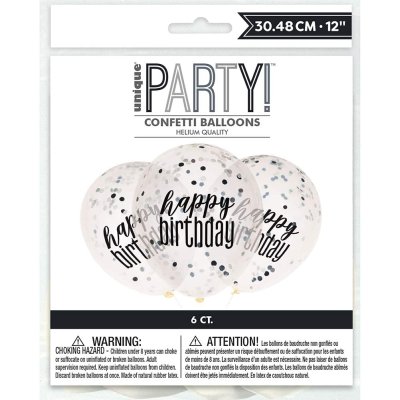 Balónek transparentní 30cm potisk Happy birthday - černostříbrné konfety, 6ks - 614djk95veL__AC_SL1000_.jpg