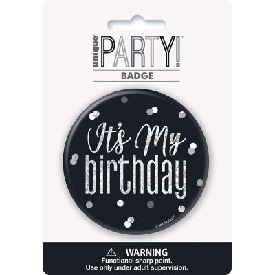 Brož narozeninová "Its my birthday" černá s tečkami - 83503.jpg