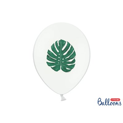 Balónek pastel 30cm potisk "Aloha - listy", 6ks