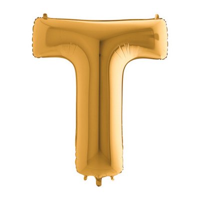 PÍSMENO ZLATÉ T (102cm,40") fóliový balónek nafukovací