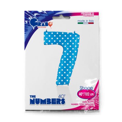 ČÍSLICE TYRKYSOVÁ S PUNTÍKY 7 (102cm,40") fóliový balónek nafukovací - 837PT-P-Packaged.jpg