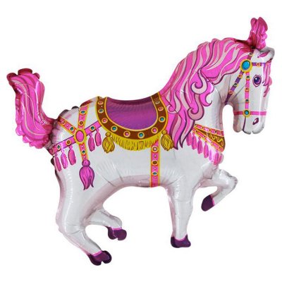 MINI Kůň cirkus růžový 14"/35cm fóliový balónek nafukovací
