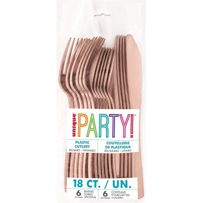 Příbory plastové - rosegold, 18ks - 30262.jpg