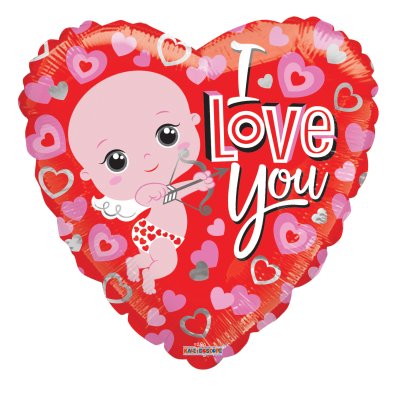 Srdce - Amorek ILY 18"/46cm fóliový balónek